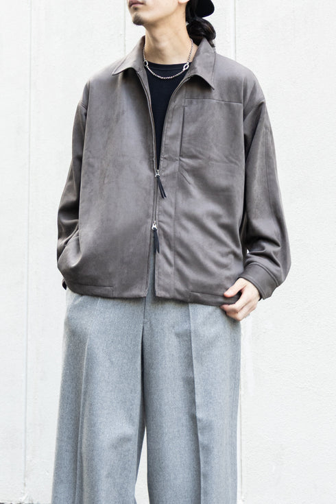 【CURLY&Co.】"KNIT SUEDE ZIP-UP BLOUSON"